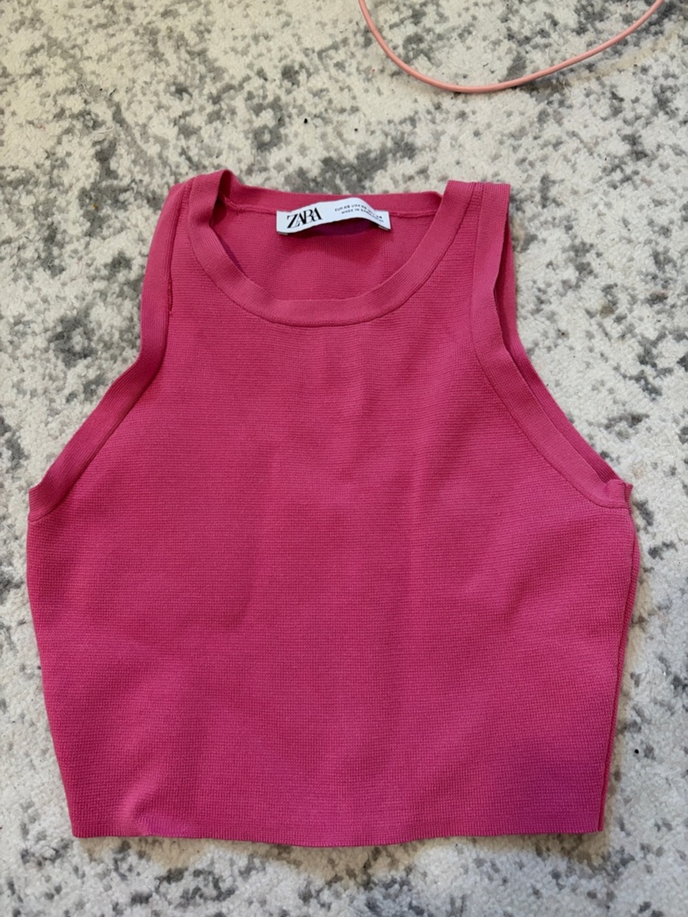 Zara Fuchsia Ribbed Crop Tank